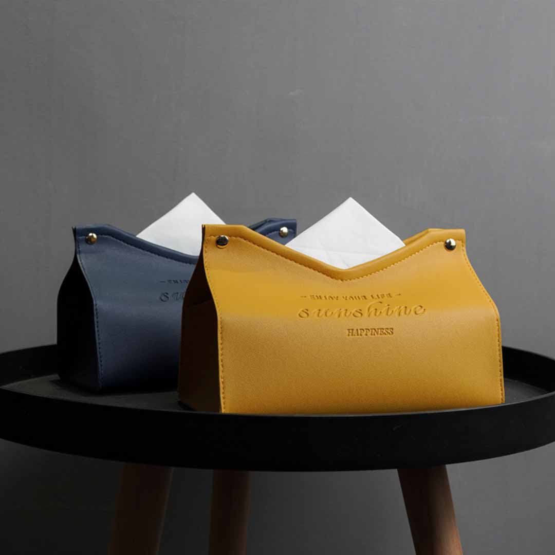 Leather Bag Tissue Box Feajoy