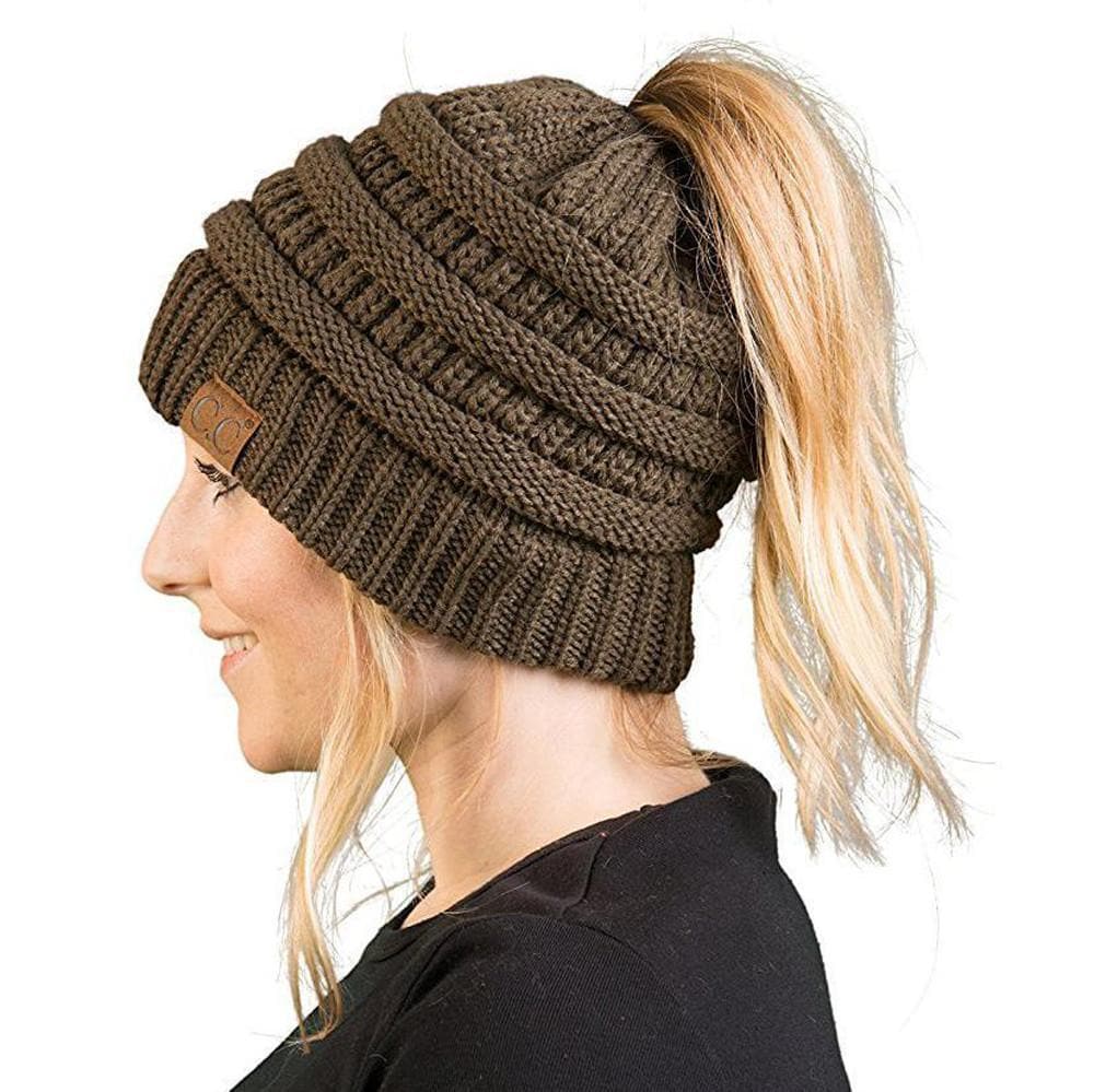 Soft Knit Ponytail Beanie Hat Zimomo