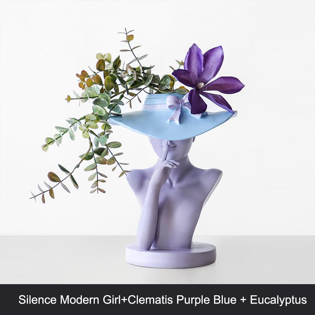 Modern Girl Statue Flower Vase feajoy