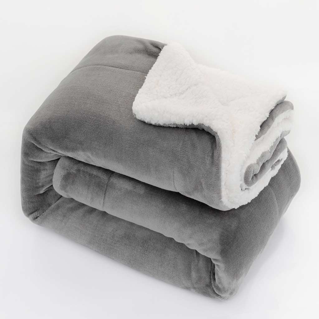 Solid Color Sherpa Fleece Blanket Feajoy