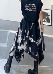 A-line skirt autumn and winter women's large high waist irregular black tie dye skirt AT-SKTS201014