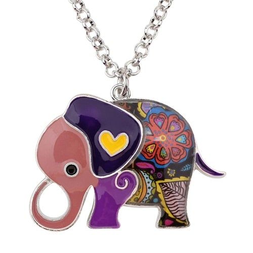 Acrylic An Elephant Cartoon Pattern Necklace Charm Jewelry BJS1146 Touchy Style