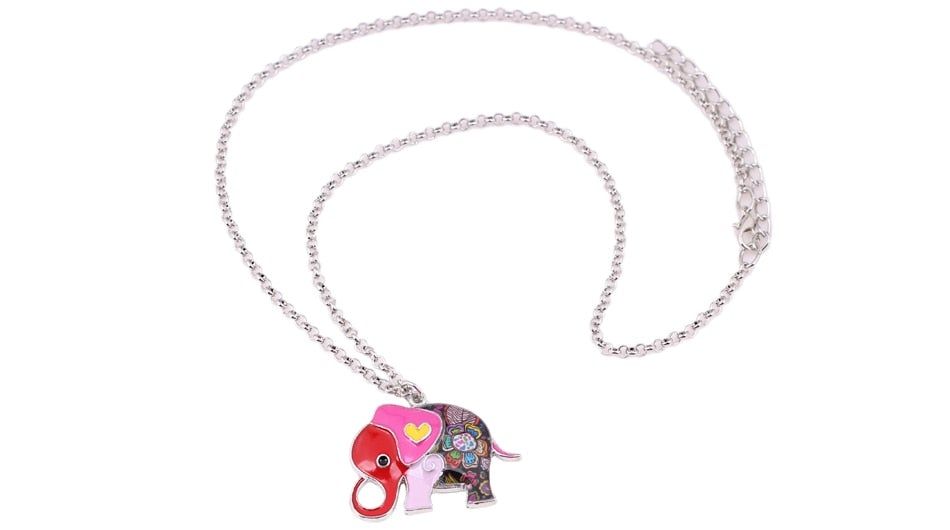 Acrylic An Elephant Cartoon Pattern Necklace Charm Jewelry BJS1146 Touchy Style