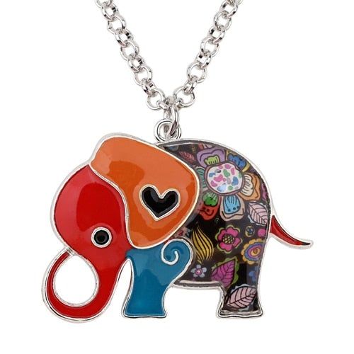 Acrylic An Elephant Cartoon Pattern Necklace Charm Jewelry BJS1146 Touchy Style