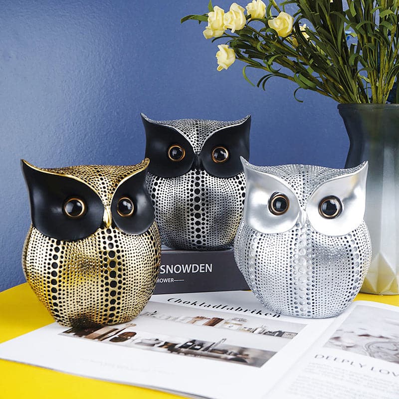 Dots Owl Resin Statues Feajoy