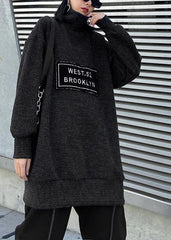 Aesthetic dark gray knit blouse high neck Letter plus size Winter sweaters AT-LTP201202