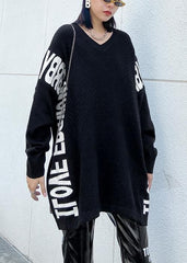 Aesthetic fall black Letter sweaters casual o neck knitted t shirt AT-NTP201014