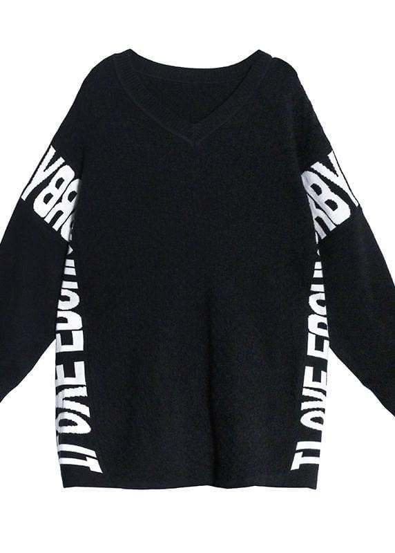 Aesthetic fall black Letter sweaters casual o neck knitted t shirt AT-NTP201014