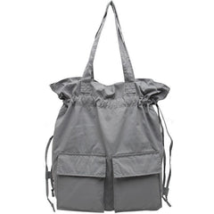 Aesthetic gray outfit Street Style Double Front Pockets Simple Drawstring Backpacks BGS200801