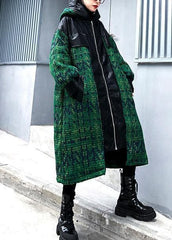 Aesthetic knitted coat trendy plus size green hooded zippered coats AT-TCT191113