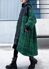 Aesthetic knitted coat trendy plus size green hooded zippered coats AT-TCT191113