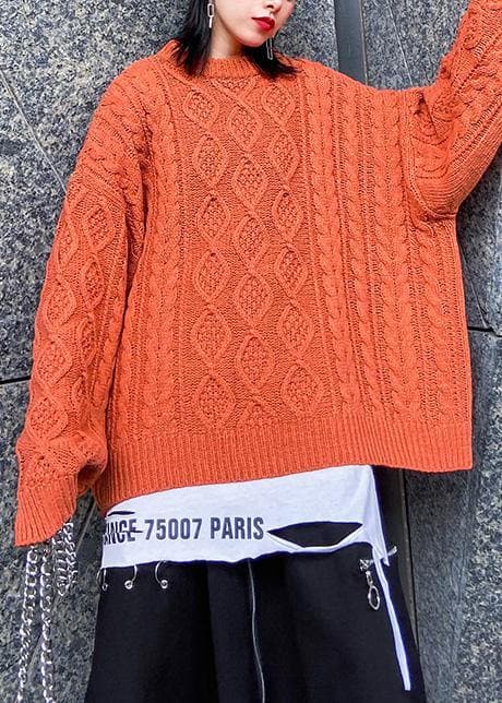 Aesthetic o neck orange knitwear casual winter knit blouse AT-NTP191203