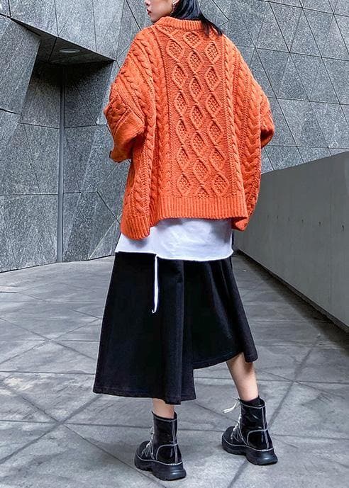 Aesthetic o neck orange knitwear casual winter knit blouse AT-NTP191203