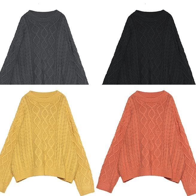 Aesthetic o neck orange knitwear casual winter knit blouse AT-NTP191203