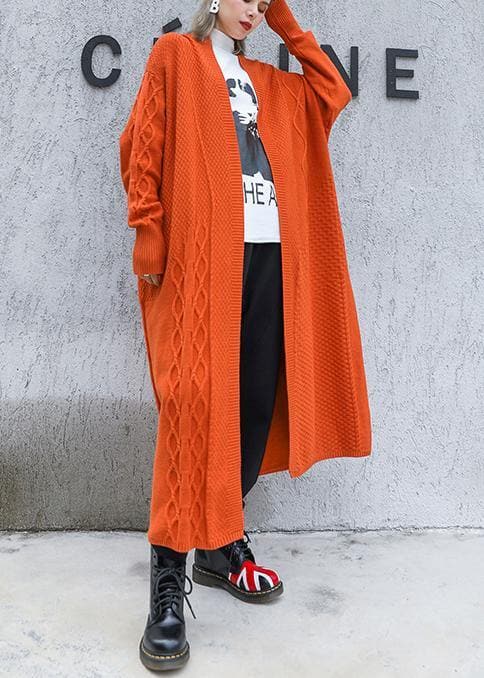 Aesthetic orange plus size winter knit baggy outwear AT-CDG191023