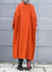 Aesthetic orange plus size winter knit baggy outwear AT-CDG191023