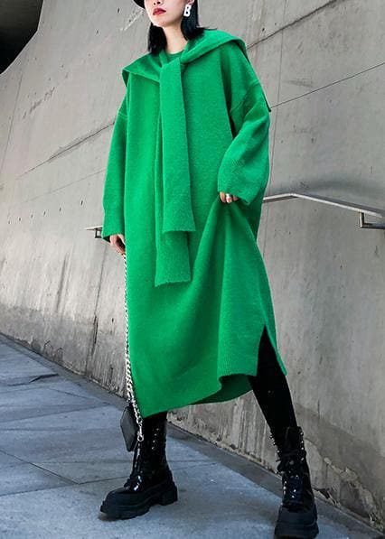 Aesthetic Two Pieces O Neck Sweater Outfits Quotes Green Hipster Sweater Dresses AT-NSD191101