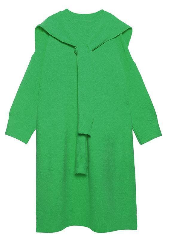 Aesthetic Two Pieces O Neck Sweater Outfits Quotes Green Hipster Sweater Dresses AT-NSD191101