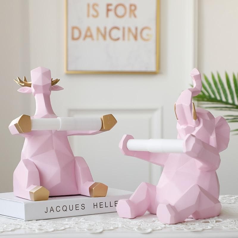 Geometric Elephant/Deer Toilet Roll Holder Feajoy