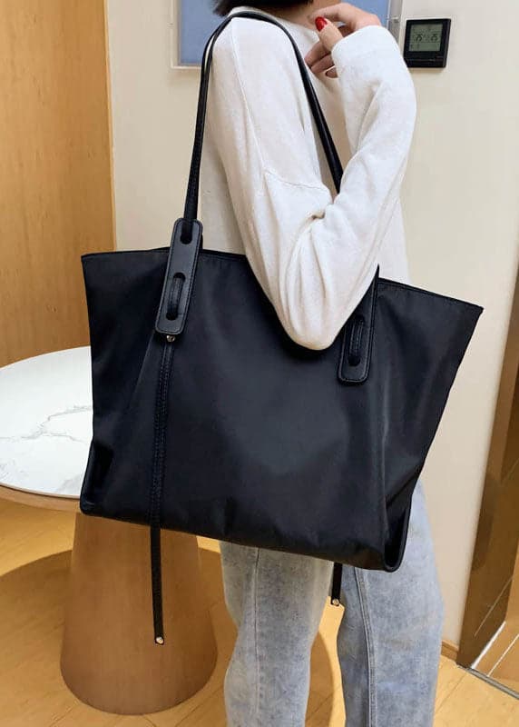 Art Black Solid Casual nylon Tote Handbag BGS211231