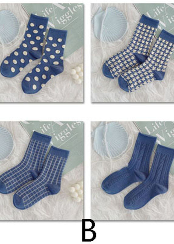 Art Blue Dot Jacquard Cotton Crew Socks dylinoshop