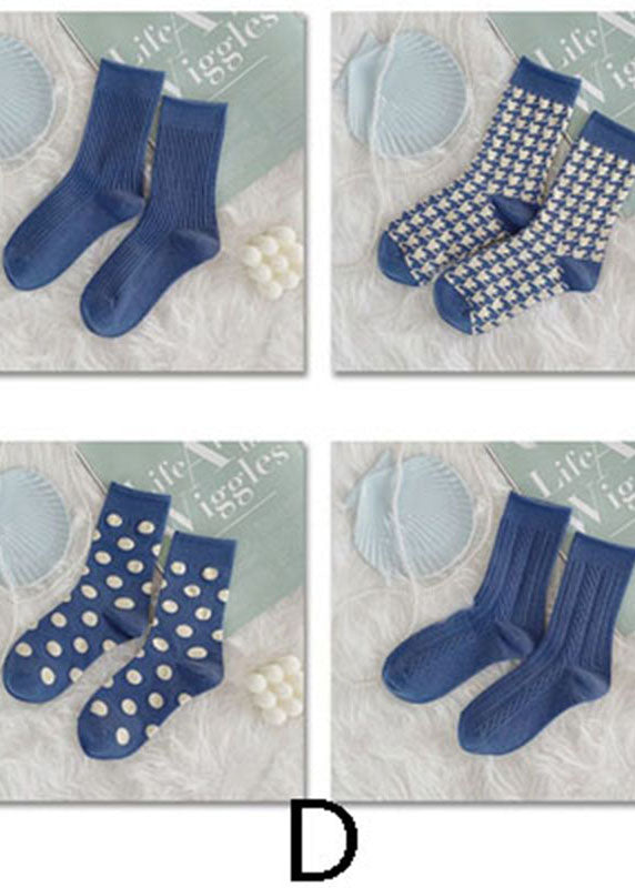 Art Blue Dot Jacquard Cotton Crew Socks dylinoshop