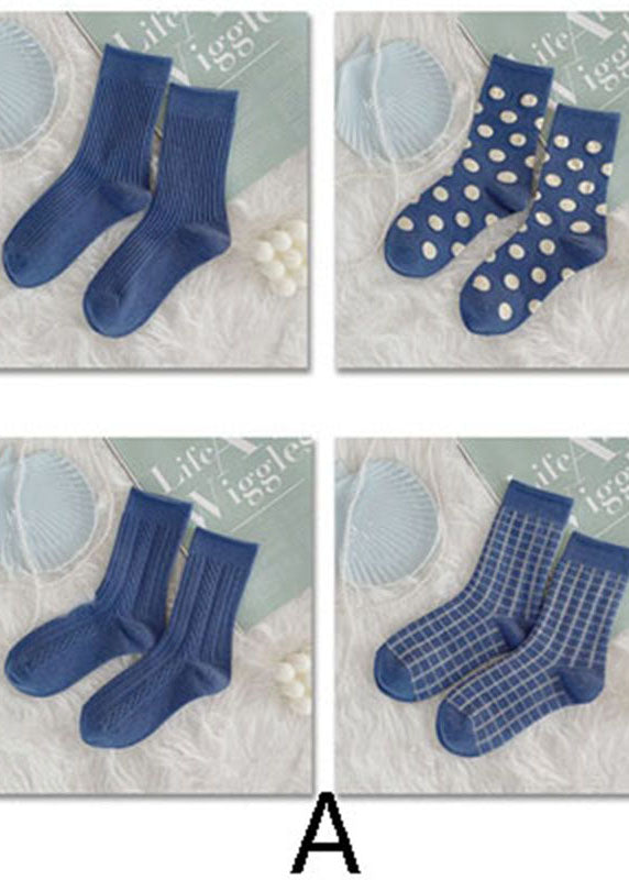 Art Blue Dot Jacquard Cotton Crew Socks dylinoshop