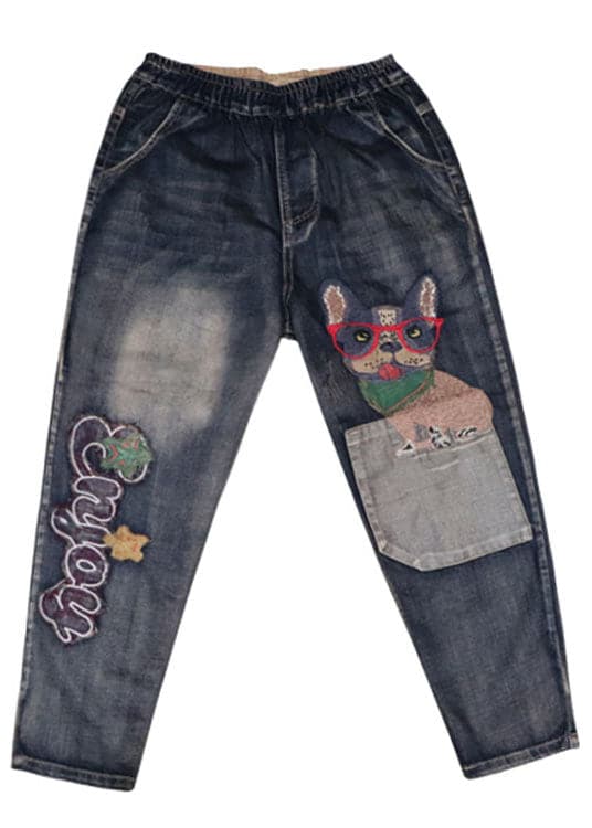 Art Blue Embroideried Pockets denim Pants Spring NZ-LPTS220105