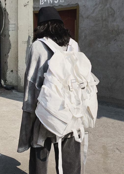 Art White Solid Large Capacity Canvas Backpack Bag BGS211231