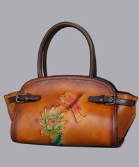 Art Yellow Floral Paitings Calf Leather Messenger Bag ZPBAG-BGS220209