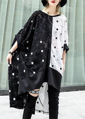 Art black dotted chiffon dresses Online Shopping patchwork asymmetric Robe Summer Dress AT-SDM190411