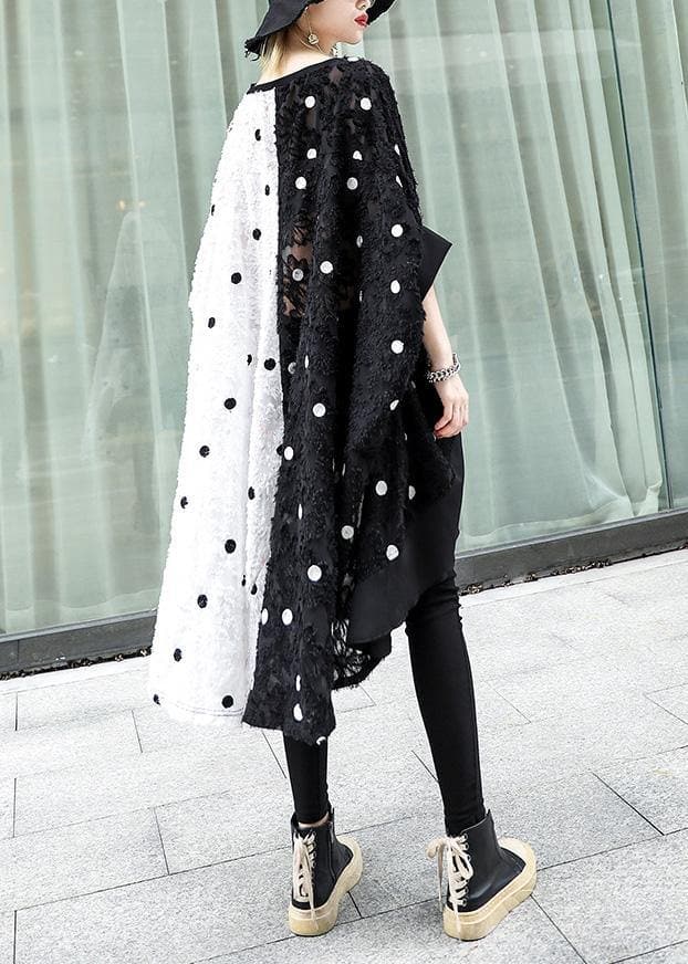 Art black dotted chiffon dresses Online Shopping patchwork asymmetric Robe Summer Dress AT-SDM190411