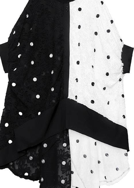 Art black dotted chiffon dresses Online Shopping patchwork asymmetric Robe Summer Dress AT-SDM190411