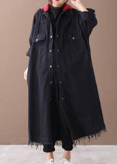 Art denim black Plus Size clothes Shirts hooded Button Down coats WG-TCT191018