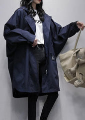 Art hooded zippered Fashion crane coats blue Plus Size Clothing coats TCT201207