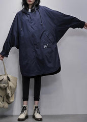 Art hooded zippered Fashion crane coats blue Plus Size Clothing coats TCT201207