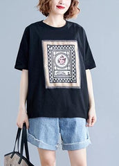 Art o neck cotton clothes For Women Tunic black Geometric blouses STP200409