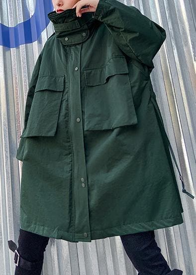 Art stand collar pockets fine clothes For Women army green Knee jackets AT-TCT200909