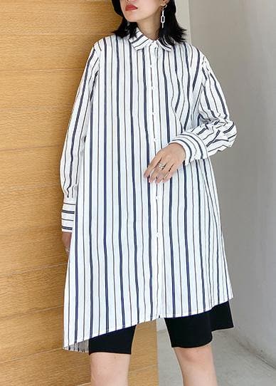 Art striped clothes lapel Button Down Dresses long shirt AT-LTP201014