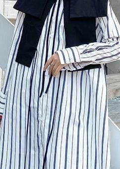 Art striped clothes lapel Button Down Dresses long shirt AT-LTP201014