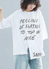 Art white Letter cotton box top o neck half sleeve cotton top STP200409