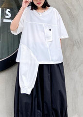 Art white Tunic o neck asymmetric oversized summer top AT-STP200508