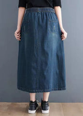 Art Navy Embroideried Hole Summer Denim Skirt GK-SKTS210715