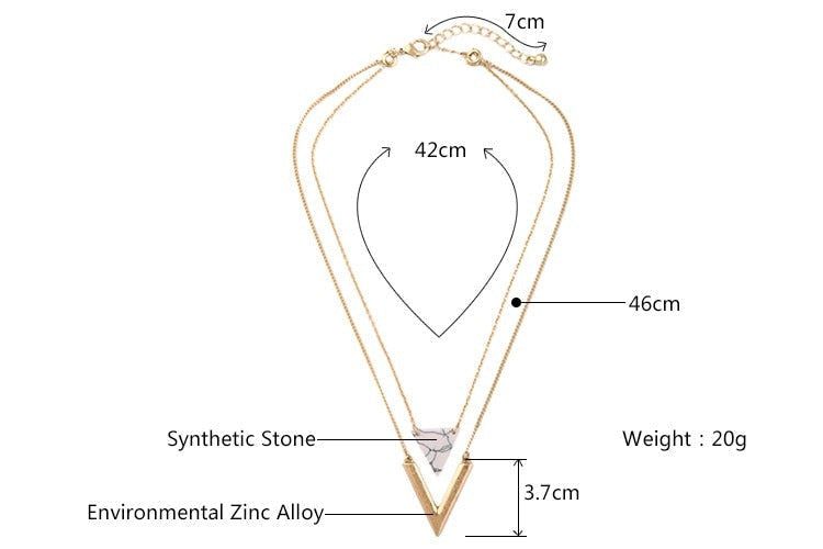 Artificial Marble Triangle Pendant Multi-Layer Necklaces Charm Jewelry KMOS0400 Touchy Style