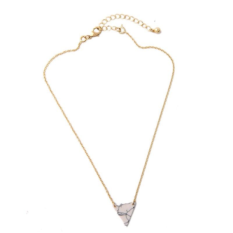 Artificial Marble Triangle Pendant Multi-Layer Necklaces Charm Jewelry KMOS0400 Touchy Style