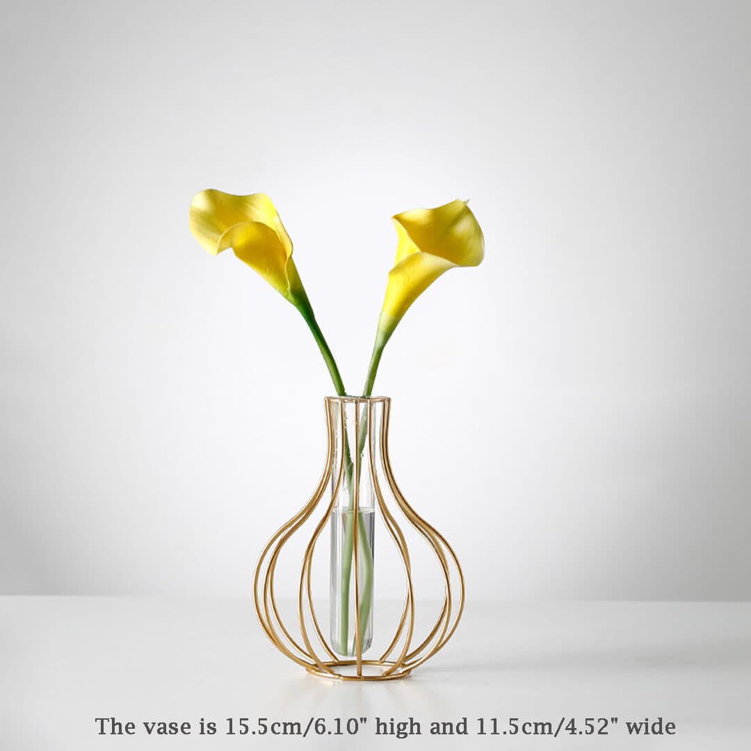 Metal Wire Decorative Glass Tube Vase Feajoy