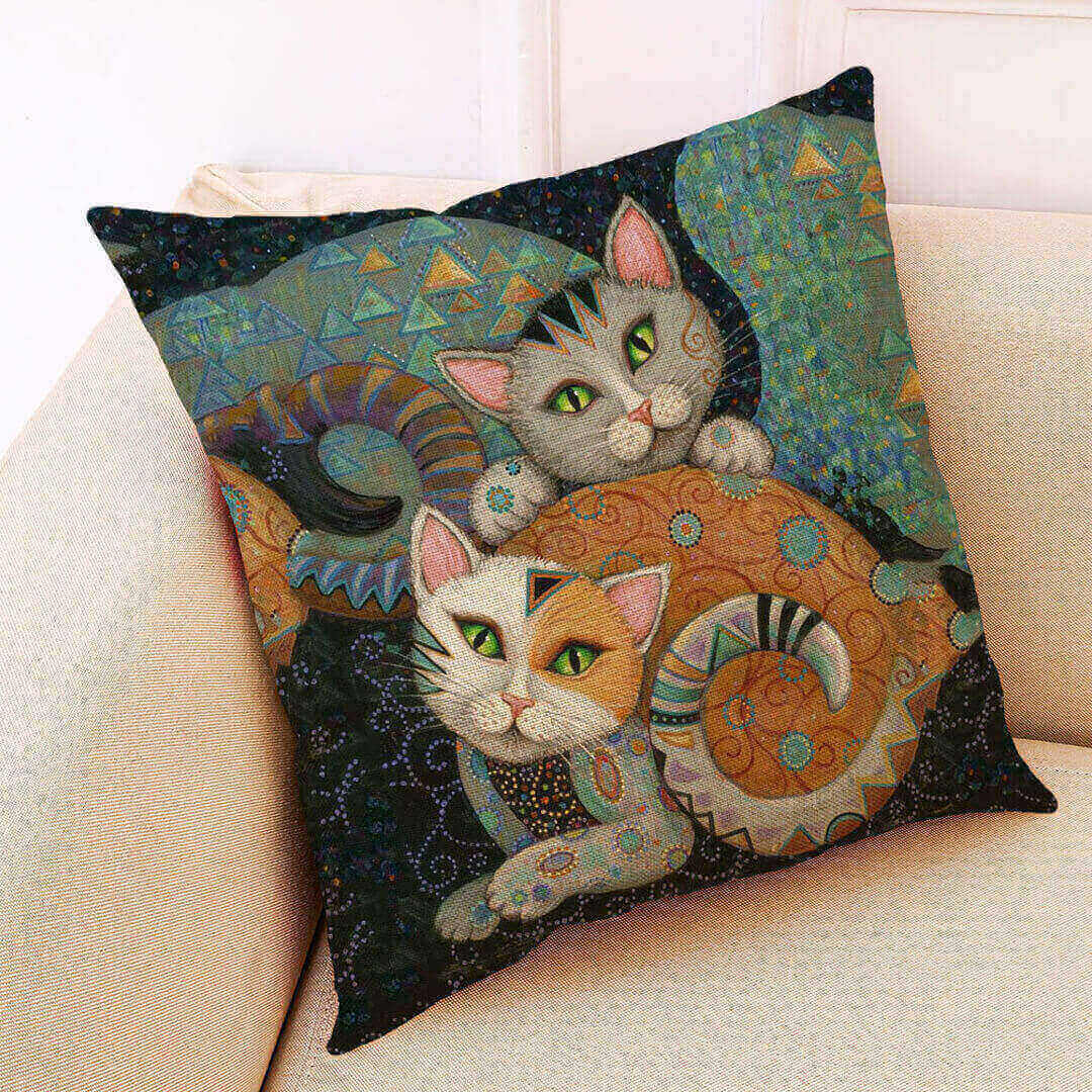 Gustav Klimt Cats Art Pillowcases Feajoy