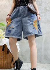 Beautiful Blue Embroideried denim shorts Summer NZ-LPTS220105