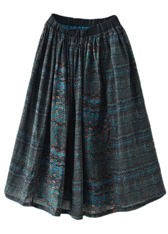 Beautiful Blue Patchwork Print A Line Fall Ramie Skirts GK-SKTS211015