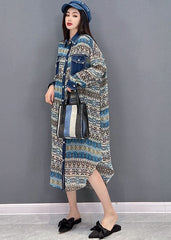 Beautiful Blue Peter Pan Collar Denim Patchwork Chiffon Shirt Dress Long Sleeve JDML-SDL22060201